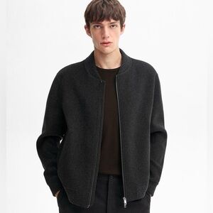 🔥NWT ZARA🔥 Navy Blue 100% Wool Zip-up Jacket